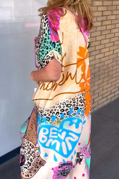 Phoebe™ | Casual Jurk Met Luipaardprint En Korte Mouwen