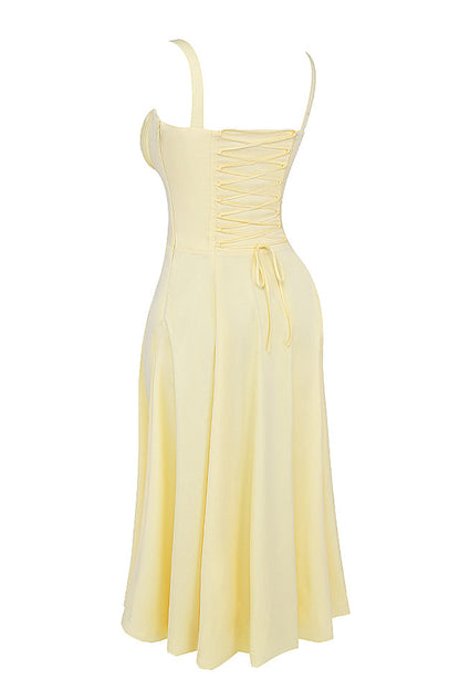 Carmen™ | Gele taille vormende midi-jurk