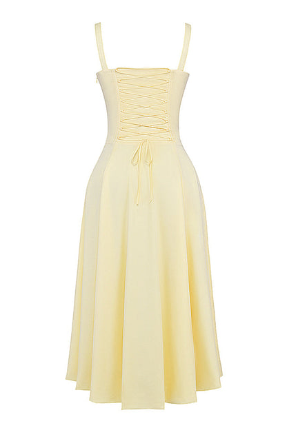 Carmen™ | Gele taille vormende midi-jurk