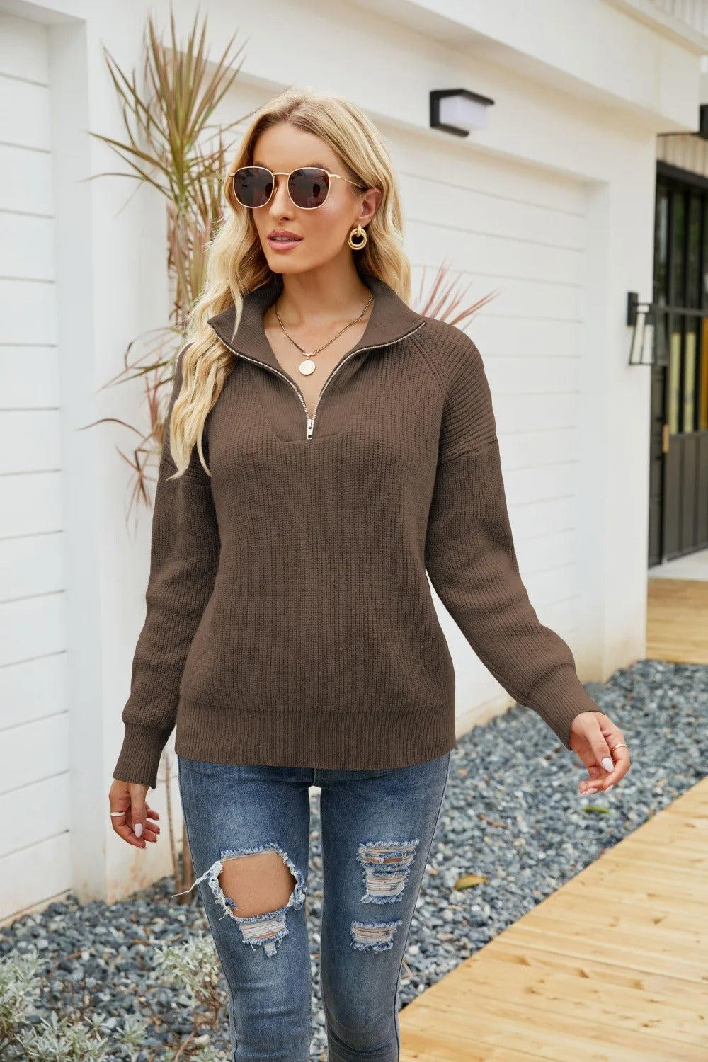 Anouk™ | Gebreide Halfzip Trui